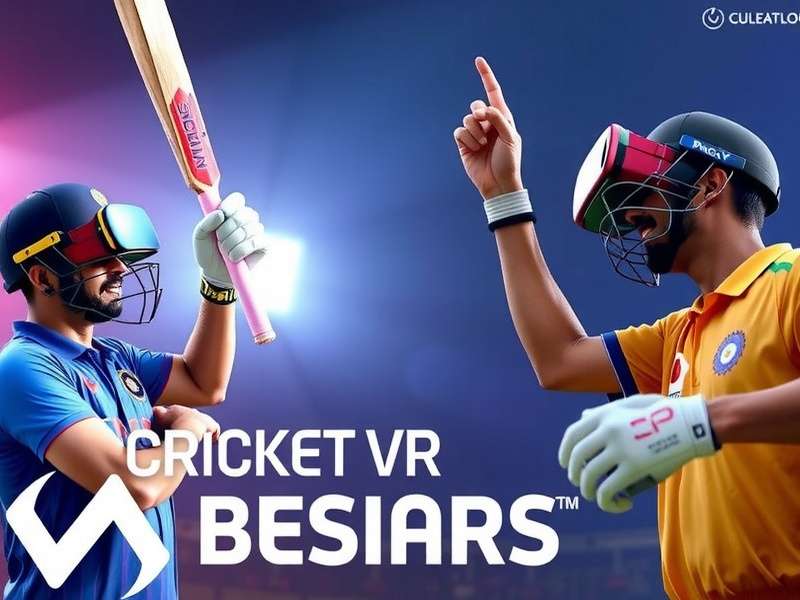 Cricket VR Superstar Official Cover Cricket VR Superstar cover showing Indian players in VR headsets celebrating a six